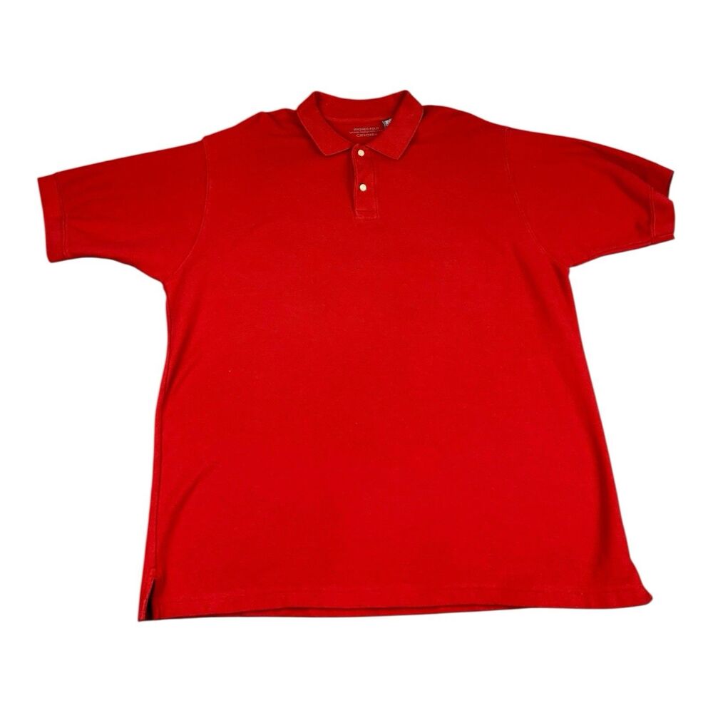 Cherokee Washed Polo Cotton Shirt Red Short Sleeve Men’s Extra Large